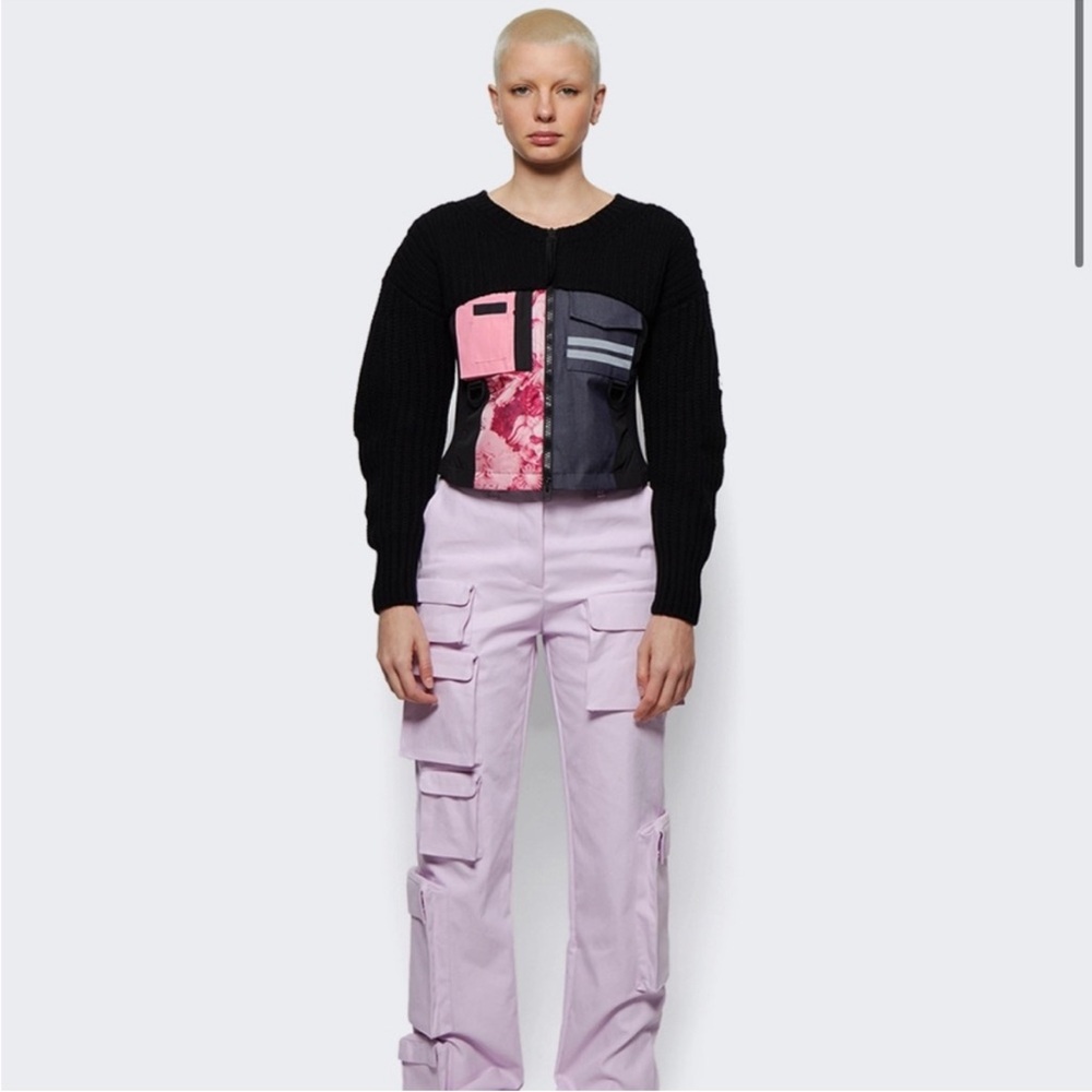 New Authentic Canada Goose x FenG CHen WANG Black and Pink Cardigan